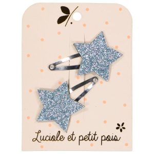 Luciole - Barrettes étoiles - Glitter ciel (paire)