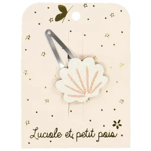 Luciole - Barrette coquillage - Glitter blanc
